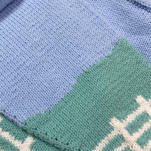 Vintage Easter Bunny Blue Knit Cottagecore Sweater Size Small - Picture 6 of 6